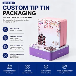 Custom Design Square Metal Tin Container With Lid Tinplate Box for Snack Chocolate Gift Packaging