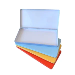 Custom Designed Plain Shallow Large Metal Coloured Pencil Case Food Grade Tin Box