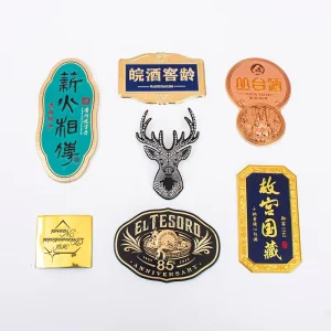 Custom Designed Vintage Style Engraved Metal Nameplates Die Casting Technique for Box Labels Garment Decoration