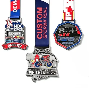 Custom Die Cast Zinc Alloy Running Race Metal Medal with Ribbon Award Custom Sports Marathon Medals