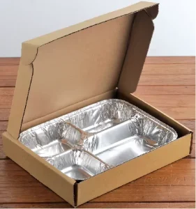 Custom Disposable Takeaway Fast Food Lunch Box with 2 3 4 5 Compartment Aluminum Foil Pan Paper Lid Container