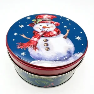 Custom Eco-Friendly Food Grade Round Cake and Cookie Tin Box with Lid for Food Packaging
