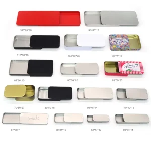 Custom Embossed Rectangular Empty Metal Tin Box with Sliding Lid