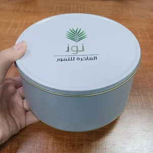 Custom Embossed Tinplate 6 Inch Round Food Packaging Box for Dates Chocolate Cake Biscuits and Cookies
