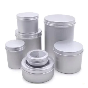 Custom Empty Metal Tin Can Container Screw Top with Silk Screen Cosmetic Cream Candle Aluminum Canister Aluminum Jar