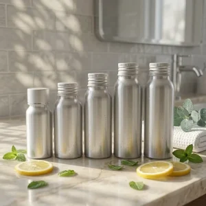 Custom Essential Oils Aluminum Bottle 30ml 50ml 100ml 120ml 150ml 250ml Aluminum Metal Bottles with Sliver Screw Lid