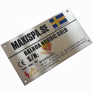 Custom Etched Adhesive Stainless Steel Name Plate Stickers Engraved Metal Labels