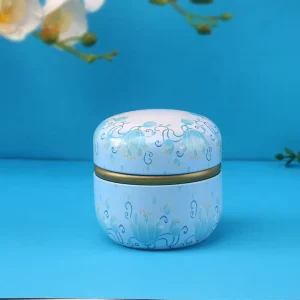Custom Floral Printed Tinplate Canister Round Metal Storage Tin Box with Lid for Tea Coffee Candy Gift Packaging