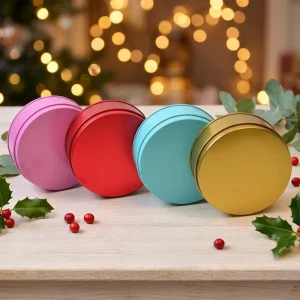 Custom Food Grade 100*40mm Round Tinplate Can Multicolor Printed Metal Box for Tea Candle Spice Cosmetic Packaging