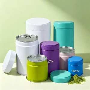Custom Food Grade Empty Round Matcha Tin Canister for Coffee Powder and Tea