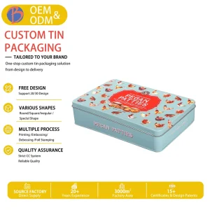Custom Food Grade Metal Cookie Tin Box with Logo Printing
