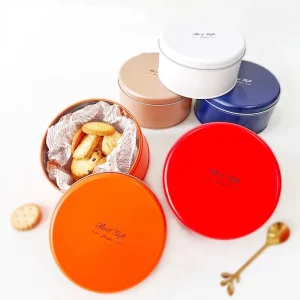 Custom Food Grade Metal Packaging Biscuit Tinplate Cans for Candy Chocolate Christmas Cookies Round Tins Metal Box With Lids