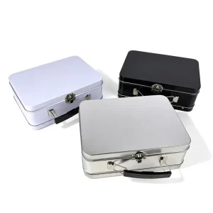 Custom Food Grade Metal Tin Box with Handle and Snap-Lock Clasp for Cookie and Candy Storage