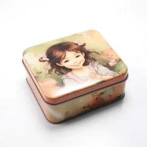 Custom Food Grade Rectangular Tin Box Vintage Design Printed Metal Can for Food Gift Packaging Custom Color Stickers