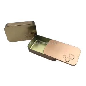 Custom Food Grade Rectangular Tin Box with Sliding Lid for Tea Coffee and Candy