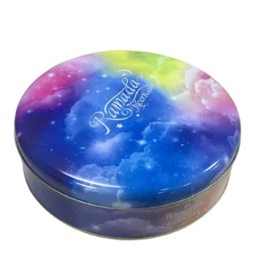 Custom Food Grade Round Tin Box Printed Metal Container for Biscuit Cookie Candy and Snack Packaging