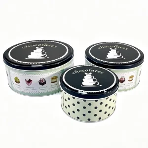 Custom Food Grade Round Tinplate Airtight Tin Can Offset UV Printing for Cookie Biscuit Chocolate Candy Snack Gift
