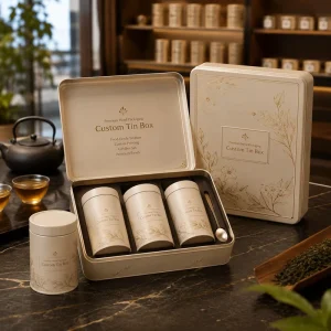 Custom Food Grade Tinplate Metal Gift Box Set with Protective Insert Reusable Container for Coffee Tea Packaging