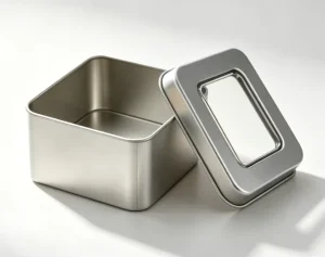 Custom Full Window Tinplate Box Square Metal Storage Tin with Clear Lid for Tea Candy Food Gift Packaging
