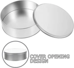 Custom Glossy Round Silver Food Grade Tin Can Canned Promotional Metal Round Cake Box for Chocolate Cookie Baking