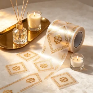 Custom Gold Foil Cosmetic Labels Waterproof Clear Stickers for Perfume Skincare & Beauty Bottle Packaging
