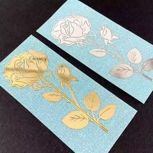Custom Gold Foil Transfer Electroformed Nickel Metal Label Stickers