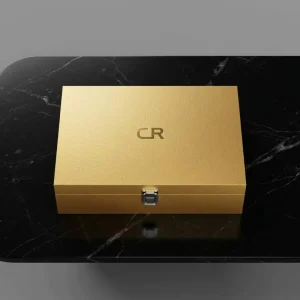 Custom Gold Metallic Gift Packaging Box with Silver Metal Lock and Internal Dividers