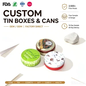 Custom Green Round Metal Tea Candy Gift Box Container Tinplate Jar Scented Candle Jar Metal Tin Can