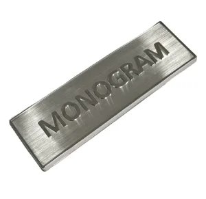 Custom High Glossy Silver Logo with Edges Embossed 3D Brushed Electroforming Nickel Metal Label for Machine