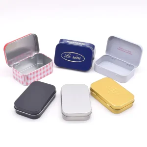 Custom Hinged Metal Tin Box for Food, Tools, Cigarettes, Mints, and Gummy Candy