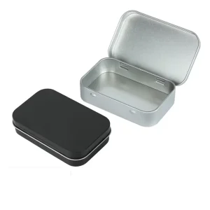 Custom Hinged Metal Tin Box with Hinged Lid for Rectangular Storage and Packaging