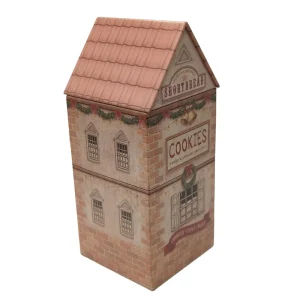 Custom House Shape Christmas Cookie Tin Metal Box