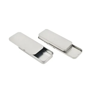 Custom King Size Rolled Tinplate Metal Box 5 Pack Child-Proof CR Slide Top 100*40*15mm Silver Food Grade
