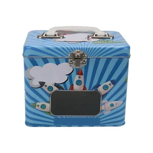 Custom Large Tin Luxury Printing High Quality Tinplate USB Cable Products Metal Tin Box Gift Packaging with Handle and Lock