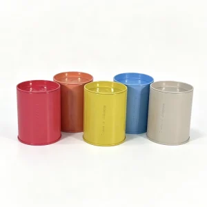 Custom Lidded Metal Tin Cans&Boxes Round Cylinder 7.5x12cm Empty 5 Solid Colors for Candle Coin Storage&Gift Packing