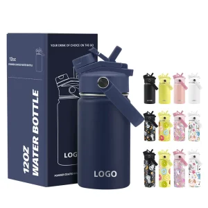 Custom Logo 12oz 14oz BPA Free Sports Gym Insulated Vacuum Flasks Stainless Steel Drinking Metal Insulated Kids Water Bottles