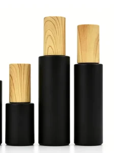 Custom Logo 30 50 100ml 120ml Black Glass Spray Bottle Empty Cosmetic Toner Vial With Bamboo Metal Pump Cap