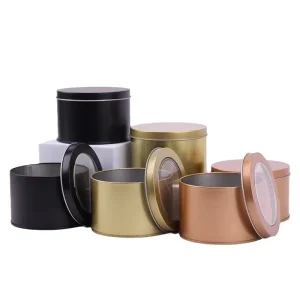 Custom Logo 90*60mm Round Food Grade Open Window Tea Tins Metal Candy Chocolate Cake Gift Tin Box for Food Packaging