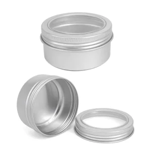 Custom Logo Aluminum Tin Boxes with Clear Window, Empty Metal Jars, Storage Containers for Gift Packaging
