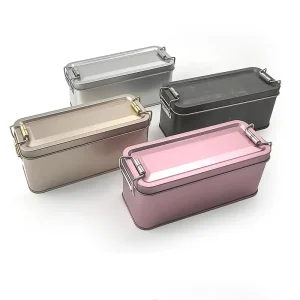 Custom Logo Empty Metal Tin Cans with Lock Buckle Lid, Food Grade Lunch Tinplate Box for Cake and Cookie Packaging