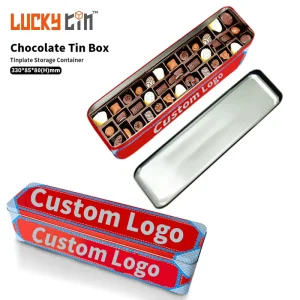 Custom Logo Food-Grade Empty Rectangle Candy Tin Box Metal Storage Container for Sugar and Candy Storage