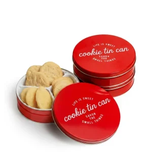Custom Logo Food Grade Round Metal Tin Box 200*70mm Oven Safe Cookie Candy Caramel Cake Tin Canister Bakery Packaging