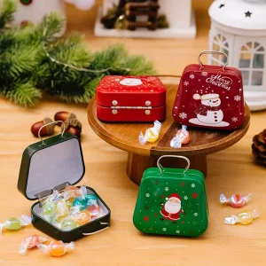 Custom Logo Food Grade Tinplate Box for Christmas Candy Cookie Chocolate Packaging with Lids Decorative Storage