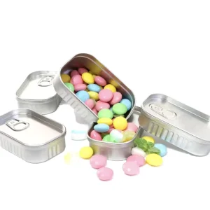 Custom Logo Food Grade Tinplate Rectangular Cans for Sugar Chewing Gum Sardines and Meat