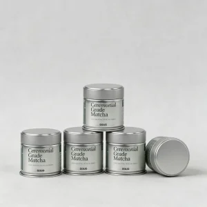 Custom Logo Green Tea Powder Matcha Storage Tin Airtight Empty Tinplate Can with Screw Lid Food Grade