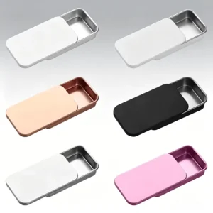 Custom Logo Hinged Tinplate Metal Box with Snap Lock Buckle Latch, Small Rectangular Tin Case for Gift Packaging