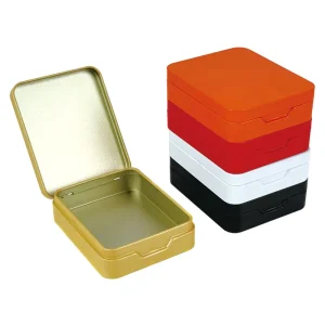 Custom Logo Metal Box Packaging Case Hinged Tin Box Tin Packaging Empty Small Hinged Tin Metal Containers