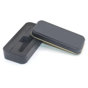 Custom Logo Metal Tin Can Rectangle Black Color Shaped Tin Box Sponge Insertion