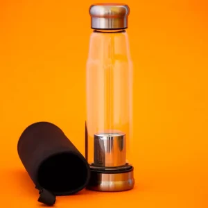 Custom Logo Personalized Leak Proof Reusable Glass Sport Water Bottles Steel Infuser Metal Lid Dishwasher Microwave Safe