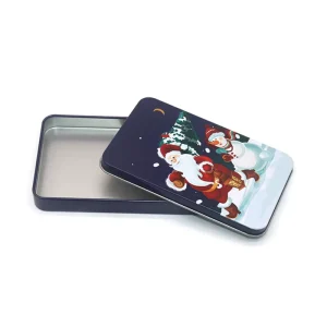 Custom Logo Popular Custom Printing Tinplate Storage Container Recyclable Candy Chocolate Tin Box for Christmas